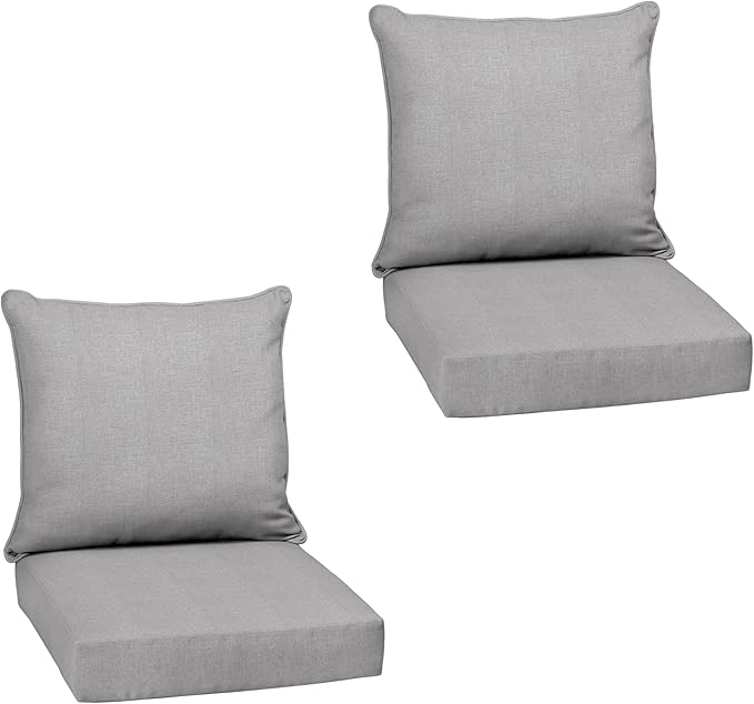 Arden Olefin Outdoor Deep Seat Cushion Set (2-Pack), 24 in x 24 in, Weather-Proof, Rain-Proof, Fade Resistant Patio Cushion for Chair, Sofa, and Couch Paloma Woven Texture
