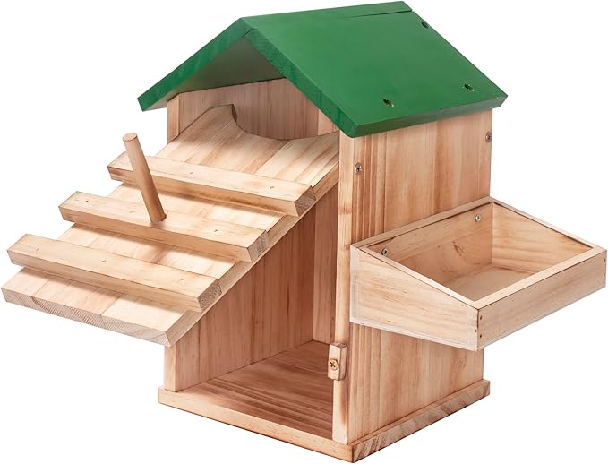 Screech Owl House with Feeder, Owl Box with Bird Stand Design, Nesting Box Wood with Mounting Screws, Cozy House for Lovely Birds, Easy Assembly Required