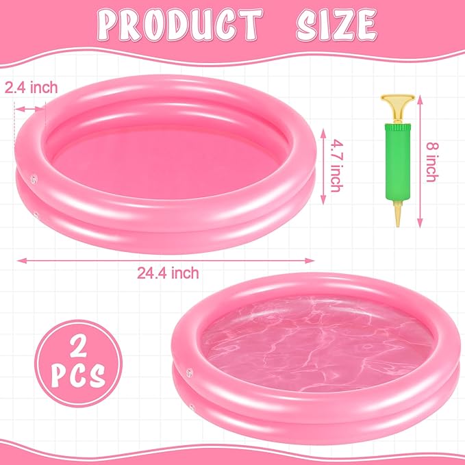 2 Pack Pink Inflatable Pool Foot Bath Basin, Swimming Pool Clean Feet, Foot Soaking Bath Basin for Pool Entry Ladder, Home Spa Treatment for Above Ground Pools