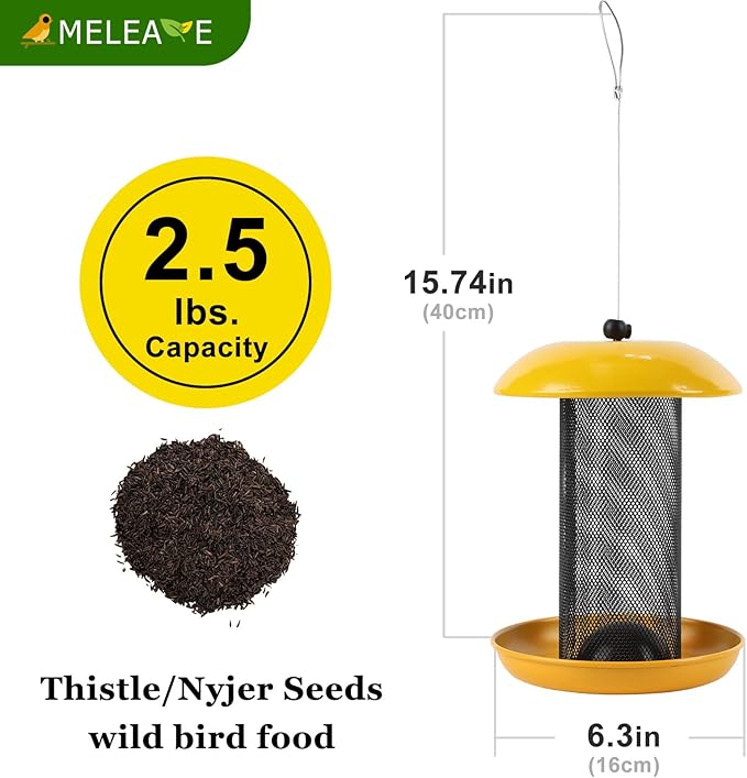 Finch Feeders for Outside, Finch Feeder for Nyjer/Thistle Seed, 2.5 lbs Seed Capacity