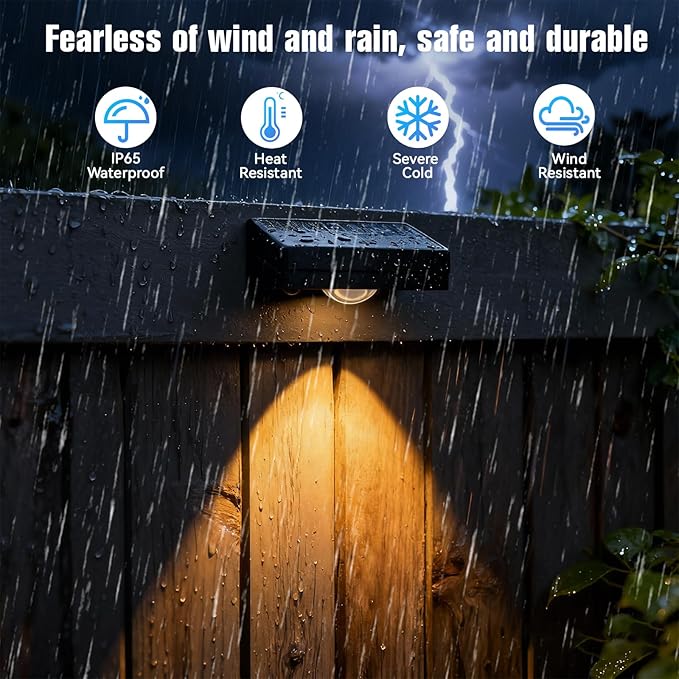12 Pack Solar Fence Lights Outdoor, 3 Color Temp, IP65 Waterproof, Cost-Effective Solar Lights for Patio Yard Railing