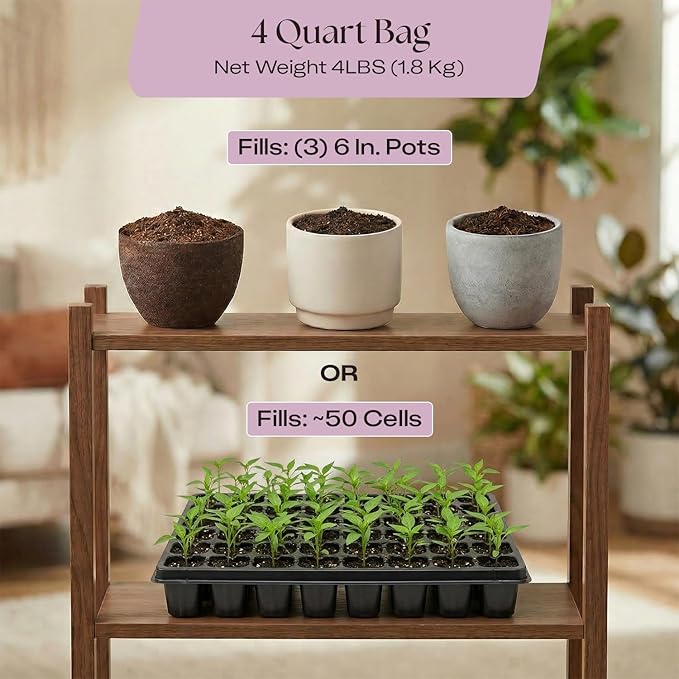 Rosy Soil Seedling Seed Starter Soil - Peat-Free Organic Potting Mix for Seeds, Cuttings, Microgreens- w/Worm Castings, Root-Boosting Biochar, Less Prone to Gnats, for Germination, Propagation - 4qt