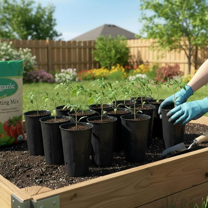 100 Pack Tall Tree Pot 9.8'' x 4.7'', Black Plastic Deep Nursery Pots, Soft Deep Seedling Pots for Seed Starting, Plant Starter Cups with Drainage Holes for Flowers, Cuttings Transplanting