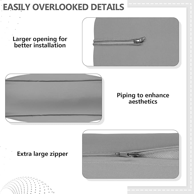 14 Piece Outdoor Patio Waterproof Cushion Covers, Fits 6-Seat Wicker Rattan Sectional Couch Chair Furniture Cover Replacement Set - Fade-Resistant Patio Cushion Covers with Zipper