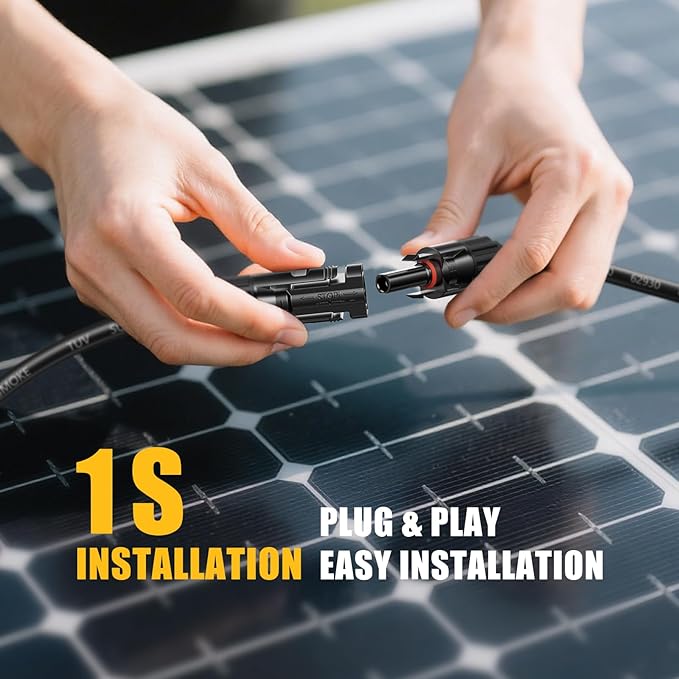 CASMAN Solar Panel Connectors Y Branch 1 to 4 Parallel PV Adapter Cable Tool-Free, Extra Long Solar Panel Splitter 1000V Cable for Most Conventional Type Solar Connectors(M/FFFF and F/MMMM)