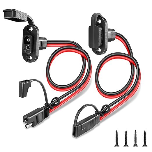 SAE Connector 2FT 10AWG, SAE Battery Quick Connect Plug Waterproof Extension Cable for Solar Panel, Street Glide, Road Glide, Motorcycle Charging Port Upgrade, RV, Solar Generator Battery Charger