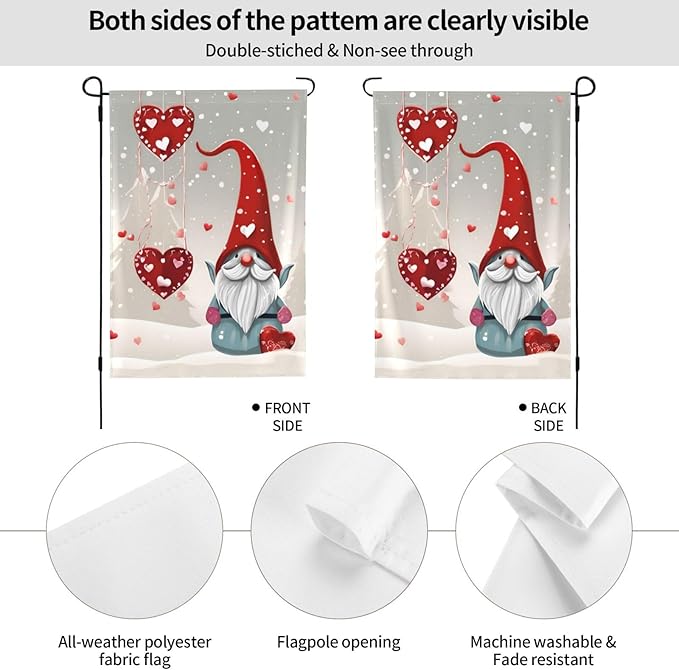 Delerain Christmas Gnome Tomte Garden Flag, 12.5 x 18 Inch Double Sided Design Weather Resistant Indoor & Outdoor Decoration Small Banner for Home Yard Lawn Patio Office