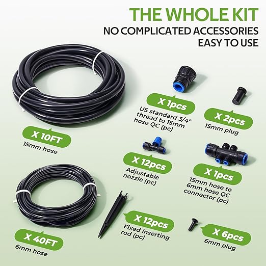 HIRALIY 50FT Quick Connect Garden Watering System with Adjustable Vortex Drippers, Saving Water Automatic Drip Irrigation Kit for Raised Bed and Plants Vegetable Garden