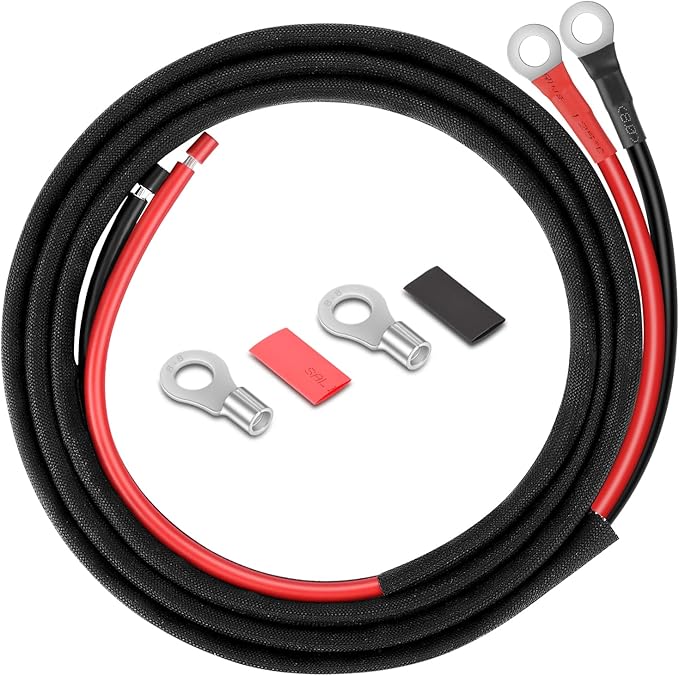 10 Gauge Battery Cable 8FT, 10 AWG Battery Cable for Automotives, RVs, Motorcycles, Marines and Solar Panels (10AWG 8FT)