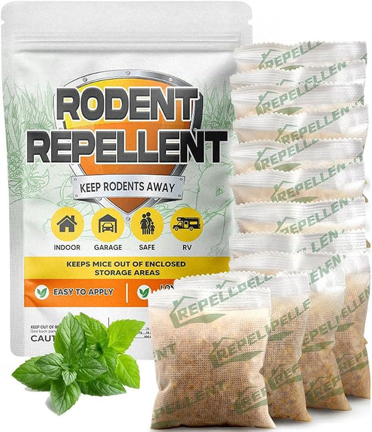 LEBMP Rodent Repellent, Mice Repellent Indoor, Mouse Repellent Pouches, Rat Repellant for Home, Mouse Pouch Deterrent Outdoor, Peppermint Rodent-Repelling Pouch, Keep Mice Away from Camper/Garage-12P