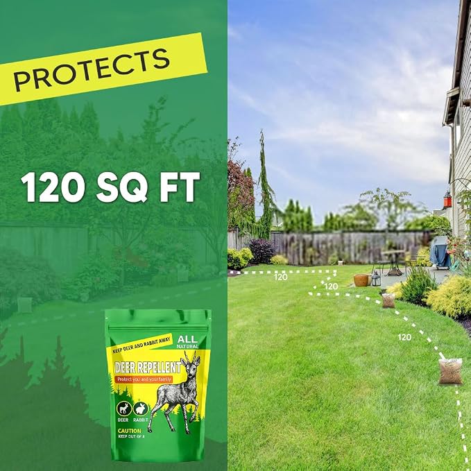 LAQDECDV Deer Repellent Outdoor, Rabbits Repellent, Deer and Rabbit Repellents for Plant, Deer Repellant for Garden, Deers Deterrent for Yard, Keep Deers Away from Flowers, Lasts Up to 60 Days-8P