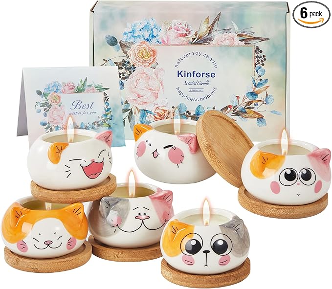 Kinforse Scented Candles Birthday Gifts for Women, Owl Gifts for Women, 6 Pack Novelty Owl Aromatherapy Candle Bulk Gift for Birthday Mother's Thanksgiving