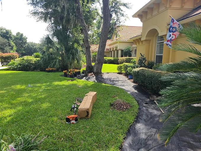 Rocky Mountain Goods Weed Barrier Fabric - Thick 15 Year Heavy Duty Black Weed Blocker Landscape Fabric for Garden, Flower Beds, Trees - Ground Cover - Under Rocks or Mulch (3' x 50')