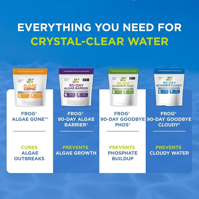 FROG 90-Day Algae Barrier - Dry Formula Algaecide Prevents Black, Green and Yellow Algae for Pools up to 30,000 Gallons - Pool Maintenance & Algae Prevention - 3 Pods