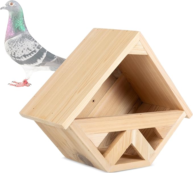 Cedar Mourning Dove Nesting Box - Dove Bird House for Outside Nesting, Outdoor Natural Rough Cut Cedar Bird House w/Natural Shingles (Style 3)
