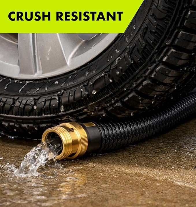 Flexible Garden Hose 50ft – Lightweight, Kink-Free Heavy Duty Water Hose – Abrasion Resistant All-Weather Garden Hose for Yard, Car, Outdoor Use