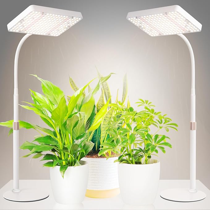 2Pack Desk Grow Light LED Full Spectrum UV IR, Veg Seed Starting Seedlings Bonsai Houseplant Plant Light, Table Top Grow Lights for Indoor Plants, 16"-24" Height Adjustable