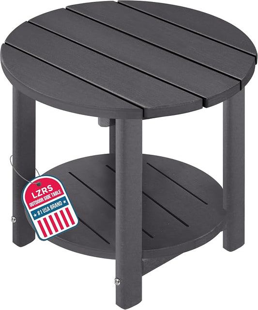 LZRS Adirondack Side Table Double End Table, Outdoor Coffee Tables for Patio, Backyard,Pool, Indoor Companion, Easy Maintenance & Weather Resistant(Grey)