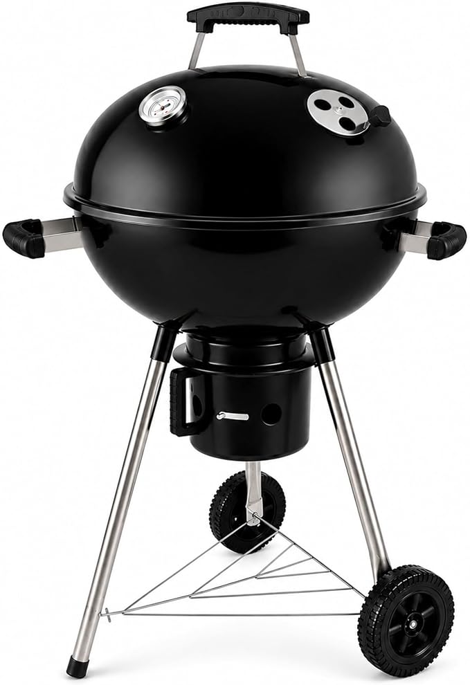 18-Inch Kettle Charcoal Grill with Lid & Wheels | Beginner-Friendly, For Backyard, Patio & Family Cookouts, Easy-to-Use, Ash Catcher
