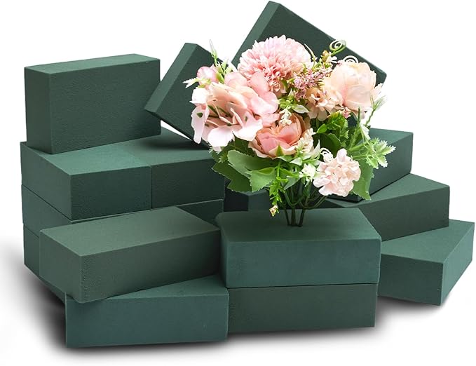 GNRZZT 20 PCS Floral Foam Blocks, 5.5"L x 3.1"W x 1.7"H Green Dry & Wet Flower Foam for Fresh and Artificial Flowers, Plant Foam for Wedding, Birthdays, Pary, Home Decorations