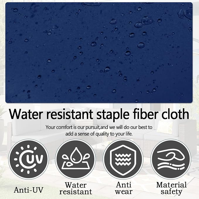 14Pcs Outdoor Cushion Covers Replacement Washable Waterproof UV w/Zipper for 6-Seaters Sofa Patio Slipcovers Set Seat and Back Covers Only (Deep Blue, 23.6x23.6inch)