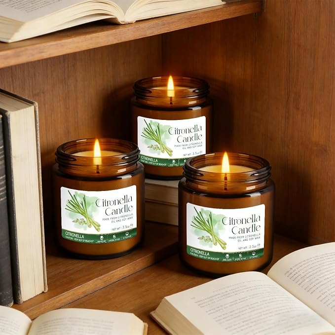 Citronella Candles Glass Outdoor&Indoor，12pack Scented Candle Natural Soy Wax for Home Decor,Gifts,Garden Camping Patio Picnic,3.5oz Long Lasting
