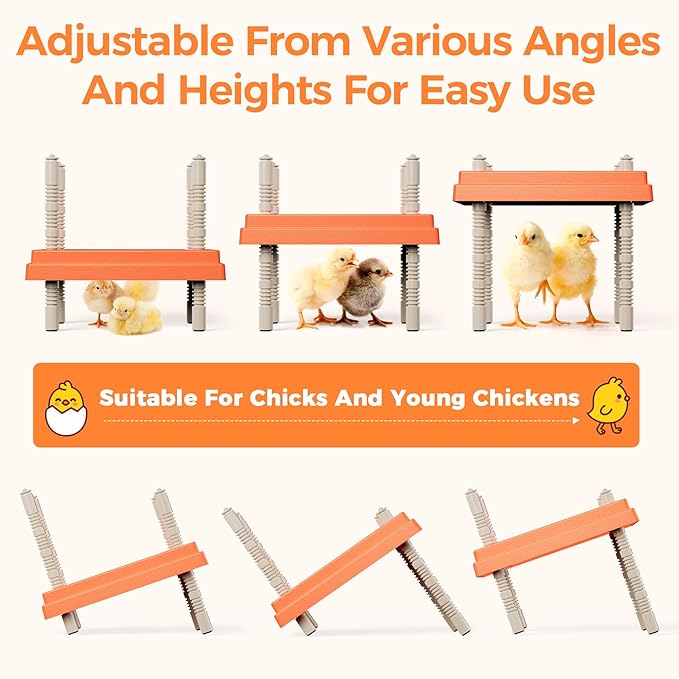 Smart Chick Brooder Heating Plate 10"x10" with Digital Temp Control (95℉-149℉), Stepless Adjustable Height & Anti-Roosting Cone, Mother Hen Chick Heater for Up to 15 Chicks