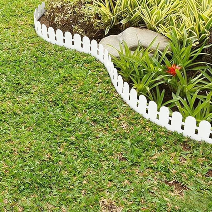 Garden Edging 66FT, 5.5IN Plastic Landscape Edging Border Kits Flexible Garden Borders, Tool-Free Lawn Edging Garden Fence with 100pcs Anchoring Stakes for Lawns, Yards, Flowerbeds, White