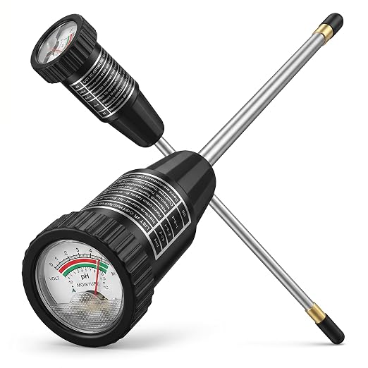 Soil PH Meter & Soil Moisture Meter - 295mm Long Metal Probe Soil Tester for Acidity and Moisture, Self-Powered Plant Water Sensor for Garden, Lawn, Farm, Indoor & Outdoor Use