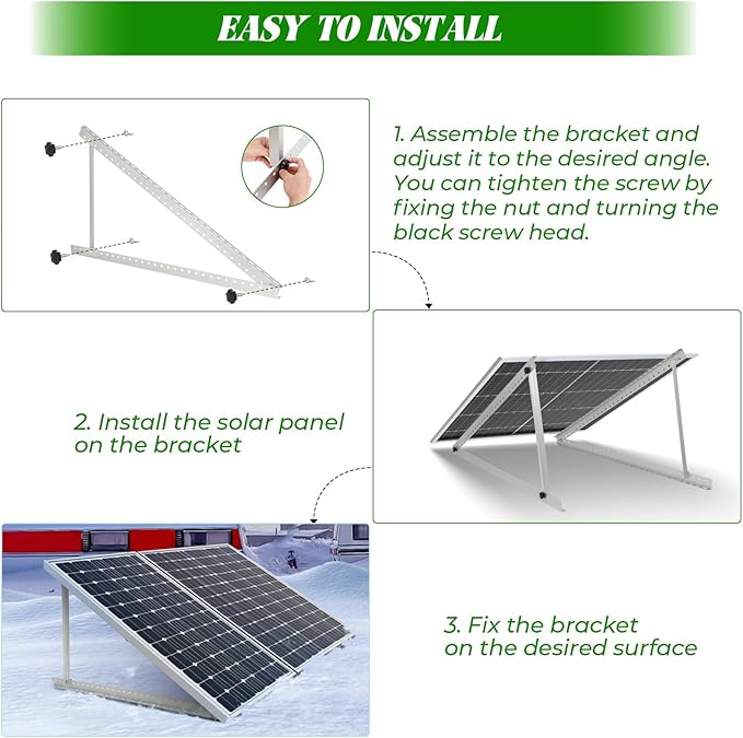 45inch Solar Panel Mounting Brackets, 4 Sets Solar Panel Mounting Kit for 100-400 Watts Solar Panel, 0 to 90° Adjustable Solar Panel Mounting Rails, Lightweight Aluminum Solar Panel Stand