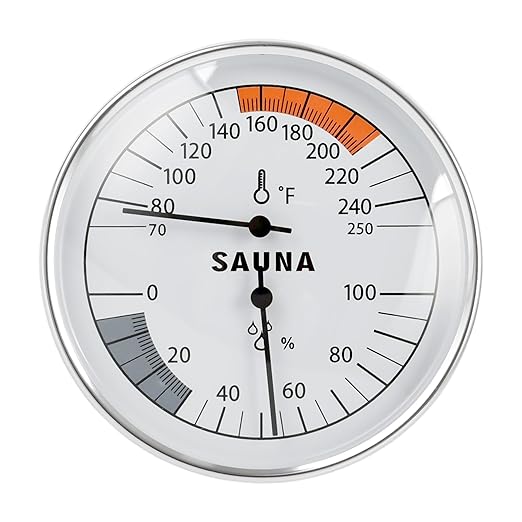 Sauna Thermometer Fahrenheit and Hygrometer 2-in-1 - Precise Indoor Humidity Temperature Monitor Gauge Sauna Accessories, Mechanical Metal Hygrothermograph Meter for Bathroom Steam Infrared Sauna Room