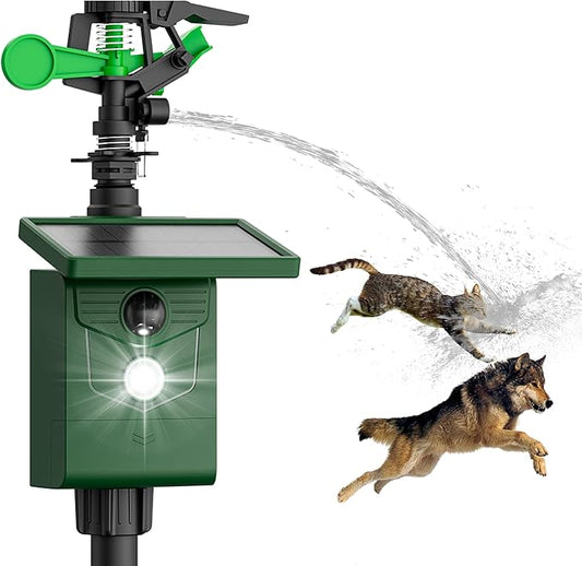 Solar Animal Sprinkler Cat Repeller Motion Sensor Deer Repellent Motion Activated Sprinkler 1 Pack for Animal Deterrent with Flashing Lights Squirrel Dog Fox for Yard Lawn Courtyard Farm