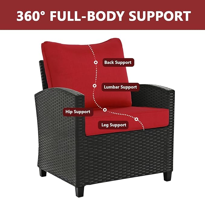 Goodgoods 24 x 28 Outdoor Patio Deep Seat Cushions 2-Pack, 1000+ Hours Fade-Resistant & Water-Resistant Outdoor Furniture Chair Cushions with 30D High-Resilience Foam for Sofa Chair, Red
