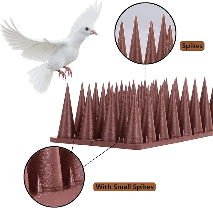 Bird Spikes, 40 Pack Bird Deterrent for Outside, Pigeon Spikes to Keep Raccoon Squirrel Cats Woodpeckers Away, for Fence Garden Roof Yard(37.3Feet)