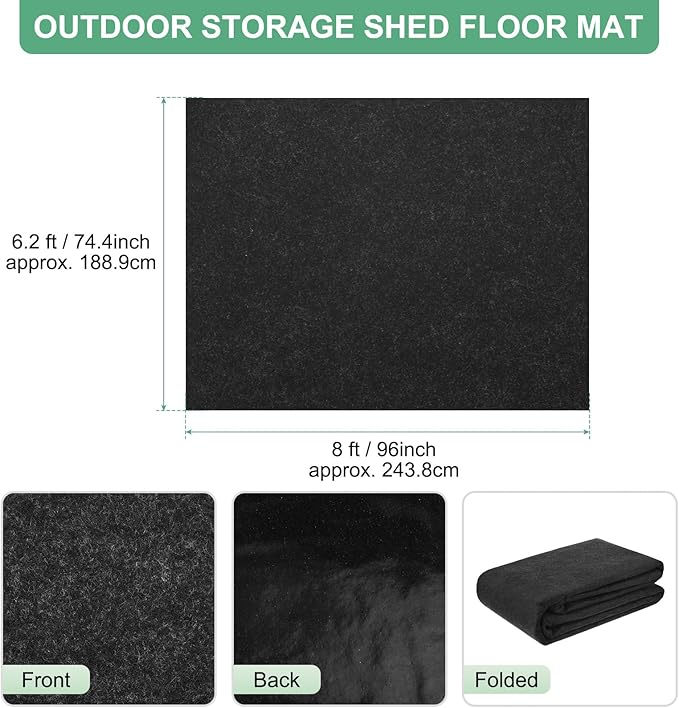 M METERXITY Outdoor Storage Shed Mat, 6.2x8 FT Waterproof Small Shed Flooring Mat for Patio Furniture Floor Protecting from Wear/Liquid/Dust/Oil, Non-Slip Carport Pad [Grey]