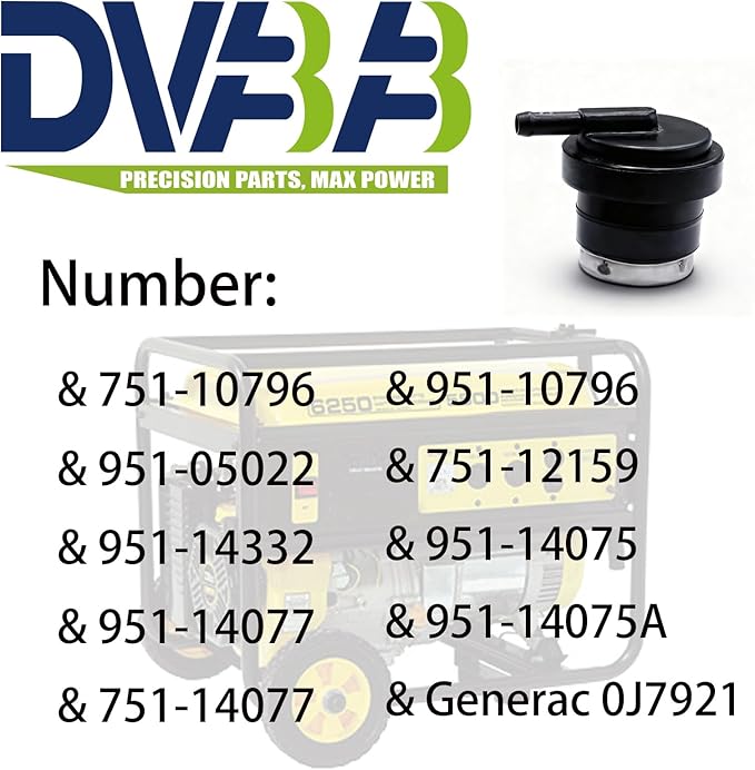 DVBB Roll Over Valve 15150-YGK0110-00A0 on Fuel Tank Compatible with Champion 3500~6250 Watts 212cc 224cc 7500-Watt Dual Fuel,Compatible with Generac GP5500 GP6500 Generator Gas Fuel Tank Vent Valve