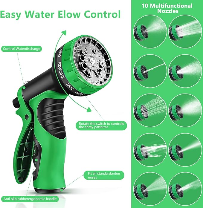 100 FT Expandable Garden Hose-2026 Upgraded Lightweight Flexible Water Hose with 10 Pattern Nozzle,Solid Brass Fittings,5-Layer Latex Core,3750D Durable Fabric,Kink-Free & Leakproof Expanding Hose