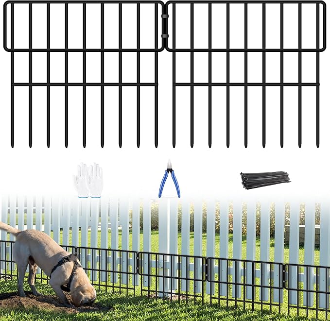 ULIOK 38 Panels Animal Barrier Fence, No Dig Fence 41.1ft(L) x12in(H), Garden Fences for Rabbits and Dog Ground Defense, Rustproof Metal Fences Border, Fenceing Bottom Blocker for Outdoor Yard Patio