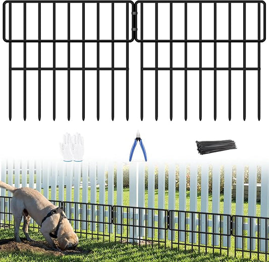 ULIOK 38 Panels Animal Barrier Fence, No Dig Fence 41.1ft(L) x12in(H), Garden Fences for Rabbits and Dog Ground Defense, Rustproof Metal Fences Border, Fenceing Bottom Blocker for Outdoor Yard Patio