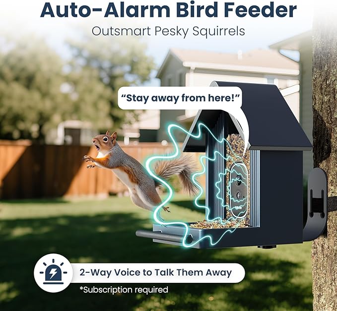 Smart Metal Bird Feeder with Camera Squirrel Proof, 2.5K UHD AI Identification, Wireless Solar Powered Outdoor for Garden Birding, Real-time Videos & IMG, Premium Present for Mom