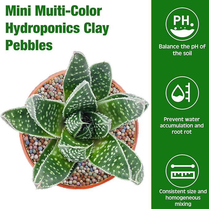 Beeveer 5.5 LBS Leca Clay Pebbles for Plants, Expanded Clay Balls Multi Color, Lightweight Hydroponics Growing Media for Succulents Orchids Aquaponics Drainage Potting Mix Decoration(2-6 mm)
