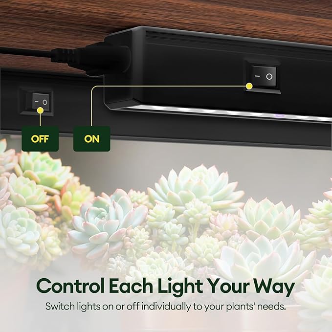 Maygrove T5 Grow Lights for Indoor Plants 2FT, Blue-Rich Full Spectrum 5000K Grow Light, 60W(4 x 15W), Grow Light Strips for Seed Starting, Greenhouse, High PPFD, Linkable, Black, 4-Pack