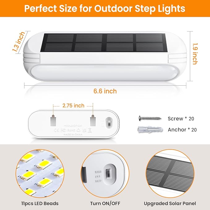 AHAORIGIN Outdoor Solar Lights for Outside, 10 Pack Bright Solar Fence Lights with Multi-Color Changing & Warm White Mode, Upgraded Solar Step Lights Outdoor Waterproof for Garden Deck Post Stair Wall