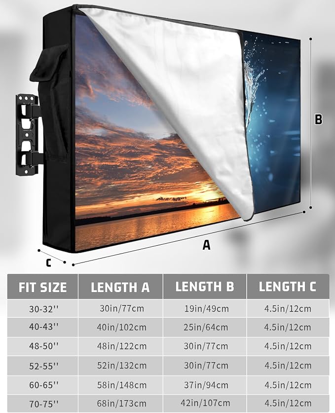 Outdoor TV Cover Waterproof Weatherproof 40 to 43 Inch, Sport Football with Water Outside TV Covers with Zipper Flap, TV Screen Protectors for LED LCD OLED Television