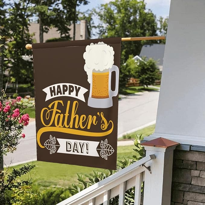 Delerain Happy Father's Day Garden Flag, 12.5 x 18 Inch Double Sided Design Weather Resistant Indoor & Outdoor Decoration Small Banner for Home Yard Lawn Patio Office