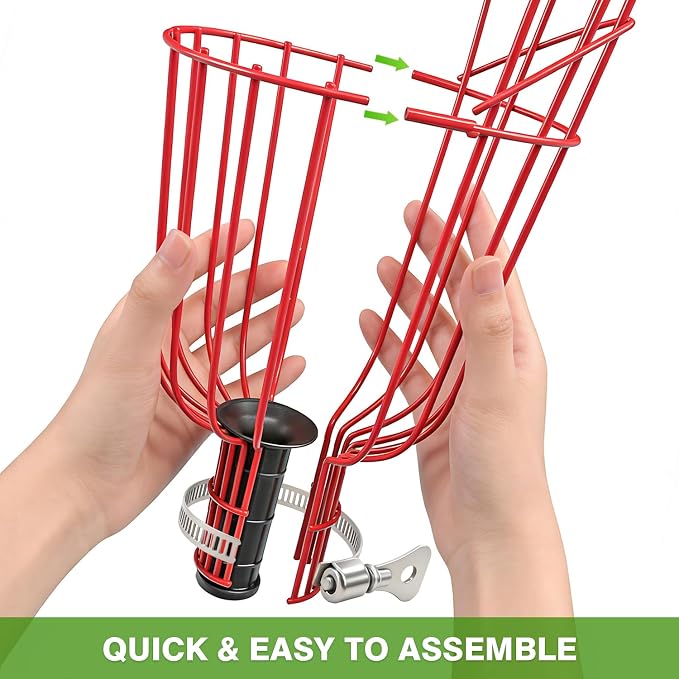 ARTIPOLY Twist-On Fruit Picker Basket Head, Fits Standard US 3/4-inch Acme Threaded Pole, Sturdy Fruit Harvesting Tool for Apple, Avocado, Mango, Orange, Lemon, Pear (Head Only, Pole Not Included)