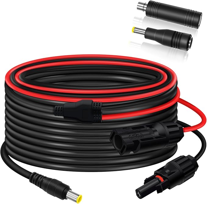COMeap 30FT 9M Solar Panel Adapter for Jackery, Compatible with MC-4 to DC 8mm Extension Cable with DC7909 to DC8020/DC5525 Connector for GZ Yeti Jackery Bluetti Solar Power Station 12AWG