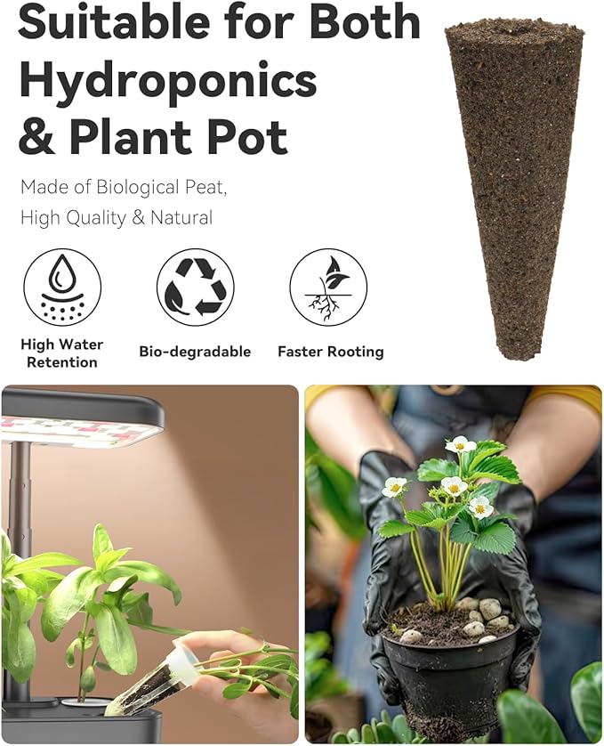 LYKOCLEAN Hydroponic Seed Pod Kit Compatible with AeroGarden, Ahopegarden, iDoo, MUFGA, 24 Pods Complete Growing Anything Garden Supply with Strawberry Seeds, Grow Sponges, Baskets, Domes, Labels