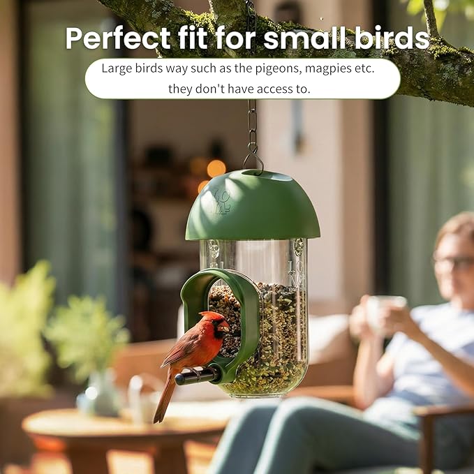 LONA Bird Feeders for Outdoors, Tube Feeder Weatherproof with Multiple Hanging Methods, Wild Bird Feeding Silo for Outside, 1 Port