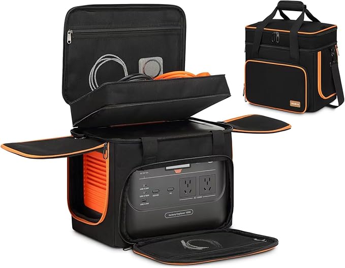 Skureay Portable Carrying Case Compatible with Jackery Explorer 1000/1000 v2/880/1500 pro, Flip-top Design, Double-Layer Soft Power Station Storage Bag for Accessories/Charging Cable/Solar Generator
